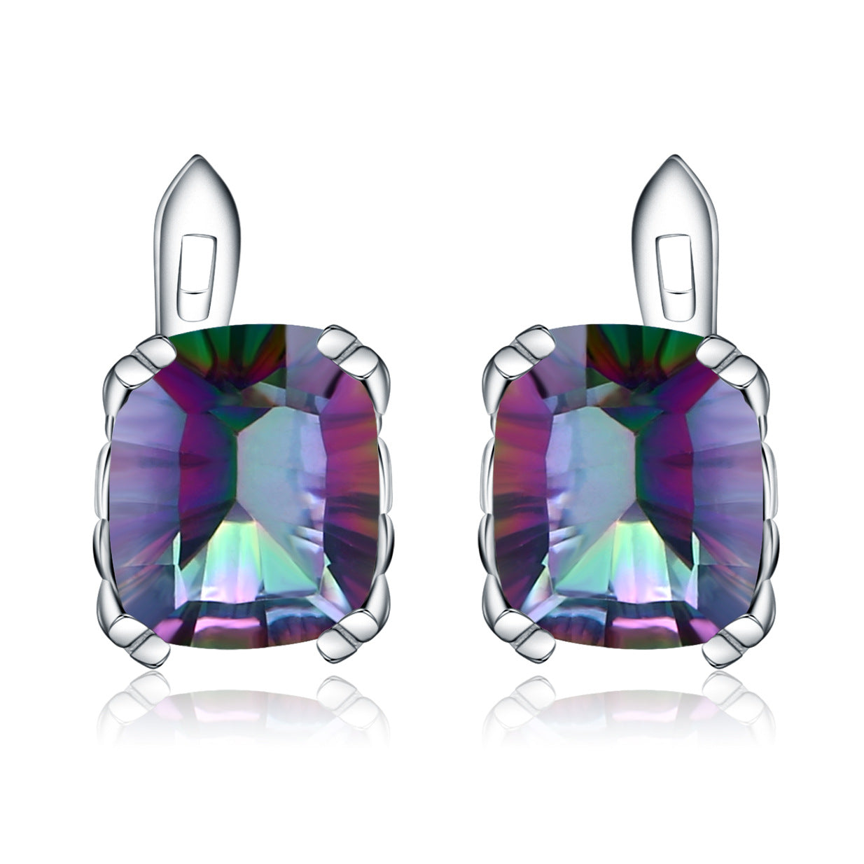 Luxurious Colorful Gemstone Stud Earrings Minimalist Fashion Personality s925Sterling Silver Inlaid Crystal Stud Earrings