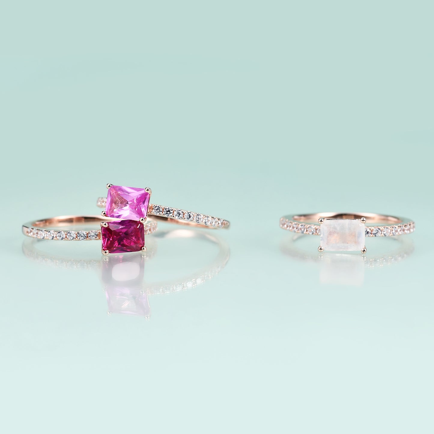 S925Sterling Silver Inlaid Pink Corundum Ring Fashionable and Elegant Simple Style Light Luxury Gemstone Rose Gold Ring