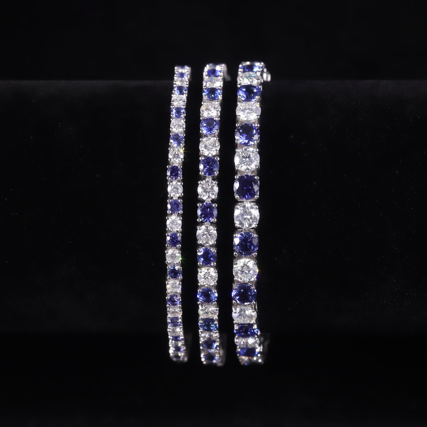 Moissanite Bracelet3/4/5mm Tennis chain two-color s925Sterling Silver Inlaid Cultivated Ruby Bracelet Personality