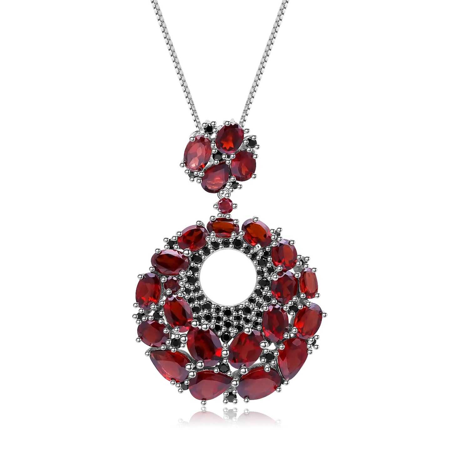 Italian Craft Designer Pendant Elegant Luxurious925Silver Inlaid Natural Gemstone Amethyst Necklace Pendant