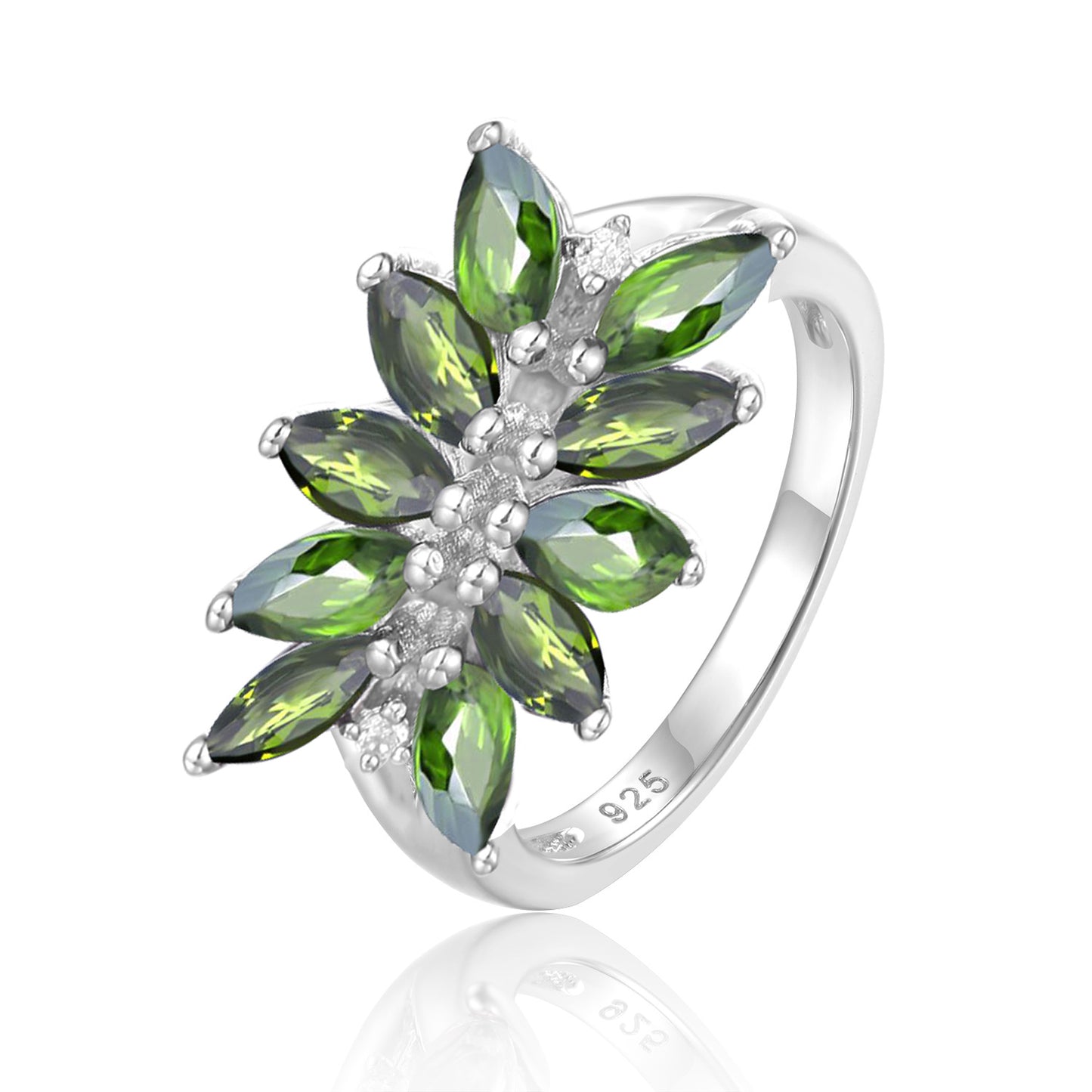 Unique Natural Topaz Ring s925Silver Tourmaline Garnet Peridot Gemstone Ring