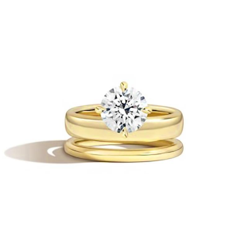 All-Matching ins Wind2Carat s925Sterling Silver Moissanite Stackable Ring Set Plated18k Gold Rings for Men and Women