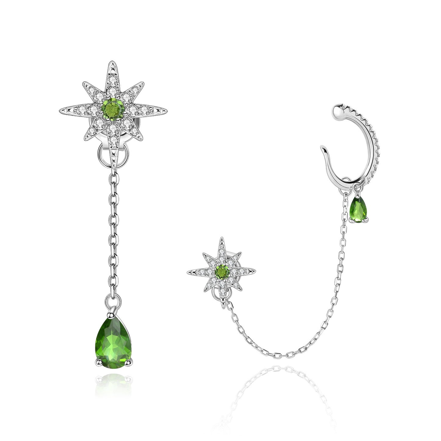 Vacation Style Mid-Length Gemstone Earrings High-End Natural Colorful Gemstones s925Sterling Silver Asymmetric Earrings