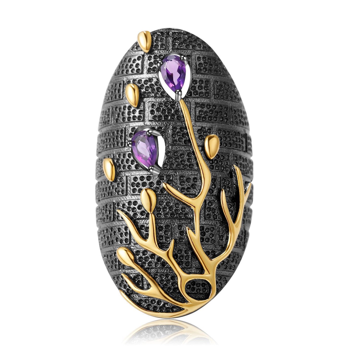High-end Designer Gemstone Ring Georgia Personality s925Silver Inlaid Natural Topaz Ring