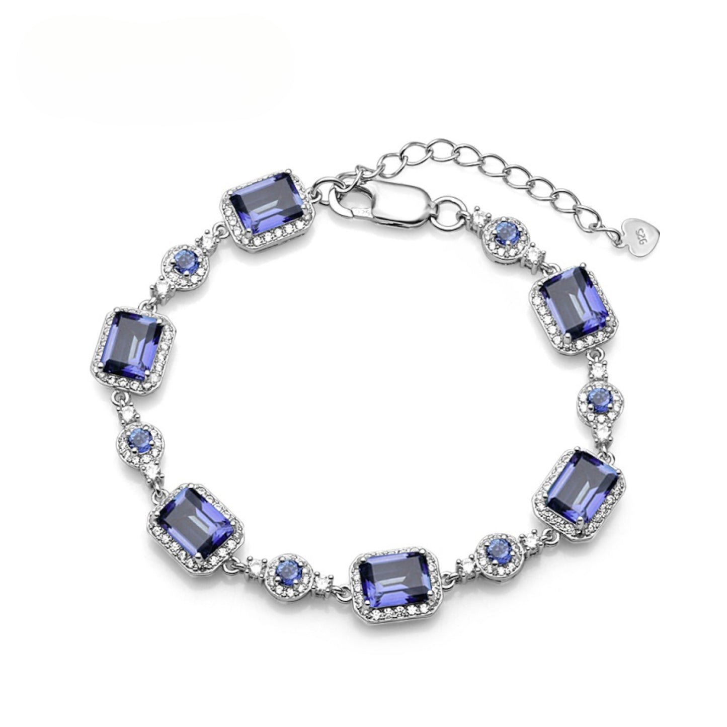 Luxurious Design Sense Jewelry Accessories Gemstone Bracelet Personality s925Sterling Silver Inlaid Colorful Crystal Bracelet