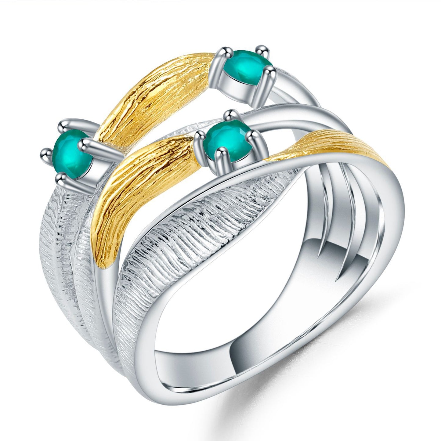 Designer Gemstone Ring Italian Craftsmanship925Silver Mobius Strip Natural Topaz Ring