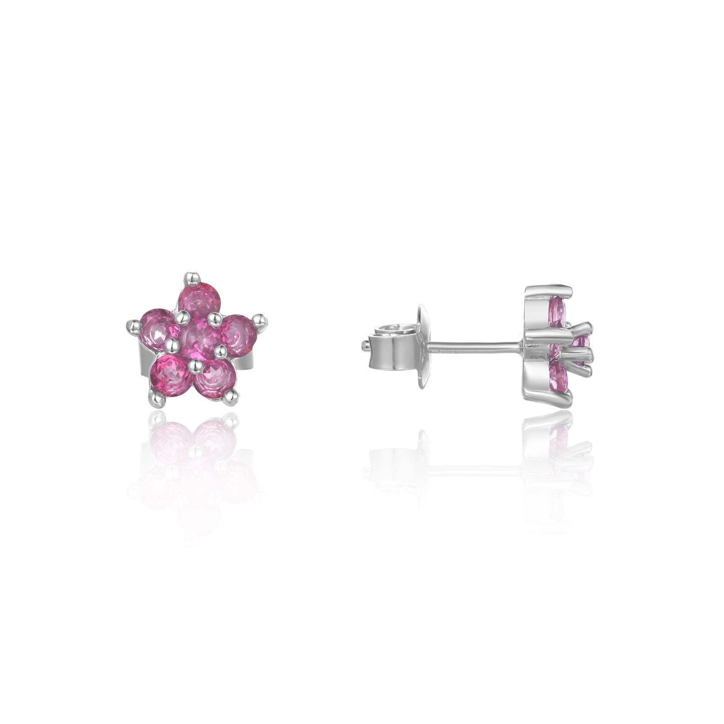 Early Spring Delicate Small Gemstone Earrings s925Sterling Silver Inlaid Natural Pink Topaz Silver Earrings Five-Pointed Star Shape
