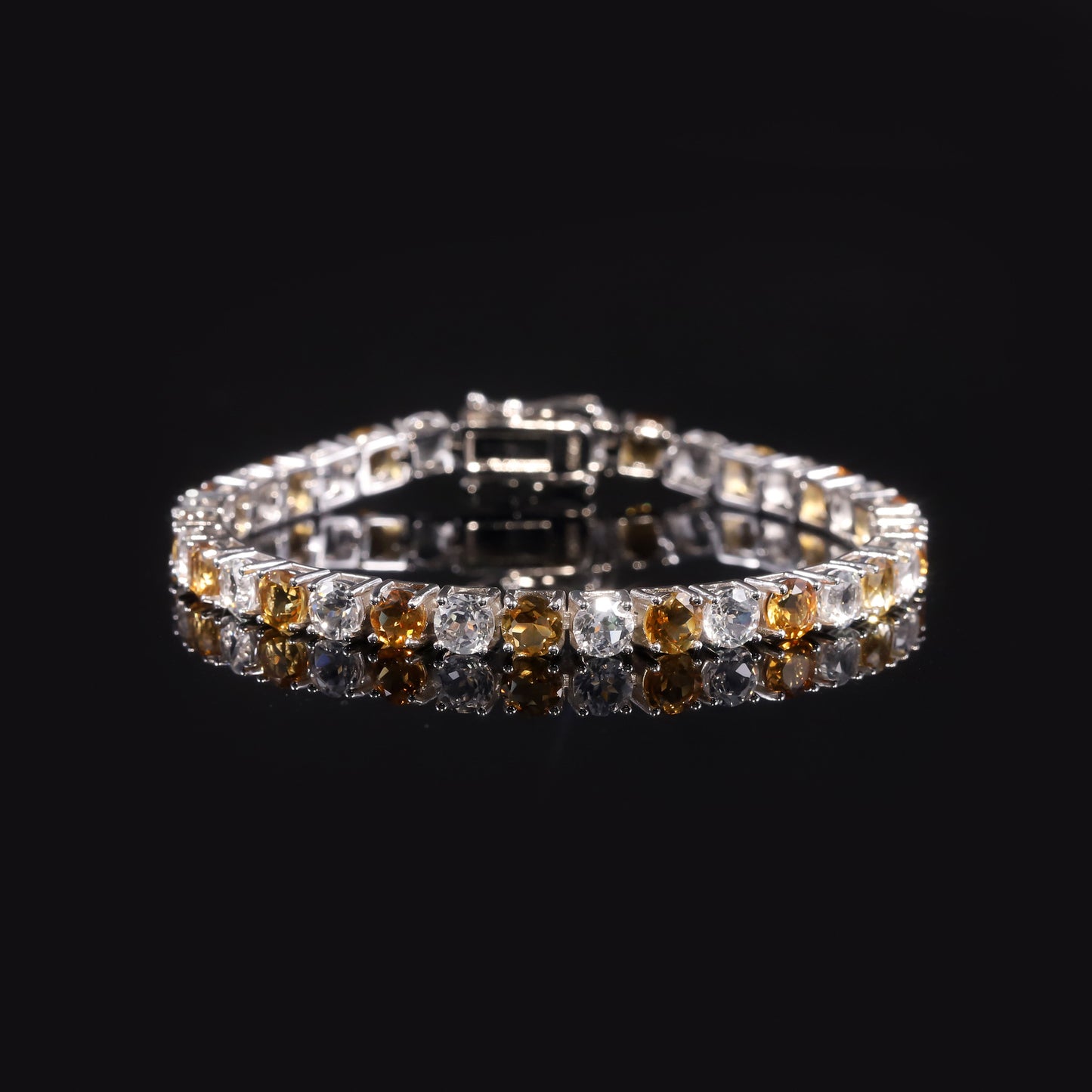 New White Topaz Tennis Bracelet3/4/5/6mm s925Sterling Silver Bracelet with Natural Yellow Crystal Gemstone