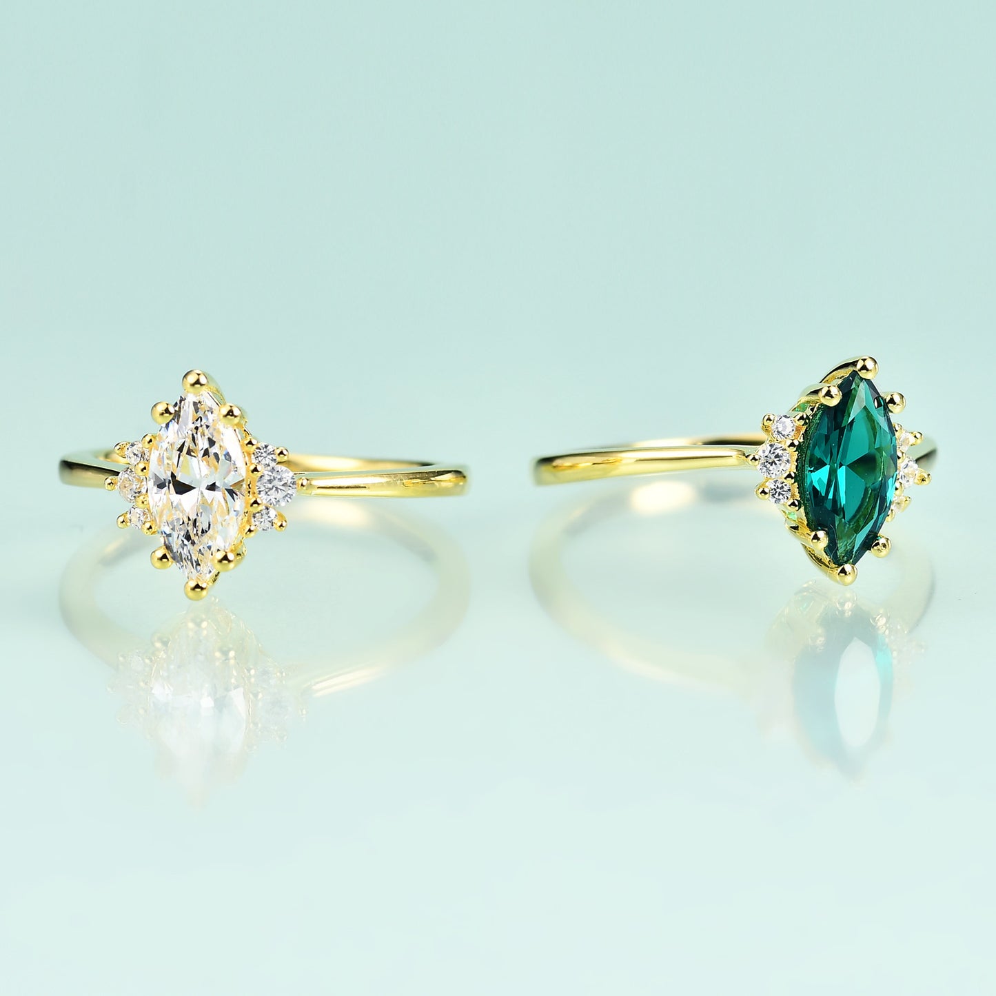 S925Sterling Silver Inlaid Emerald Nano Ring Fashionable Elegant Simple Luxury Gemstone Plated14K Gold ring