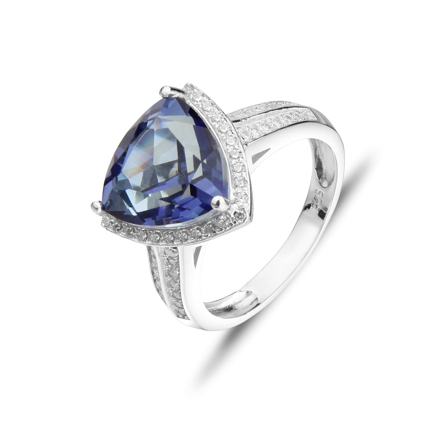 Luxurious Violet Blue Crystal Ring11*11mm Large Size Gemstones s925Silver Inlaid Colorful Gemstone Ring