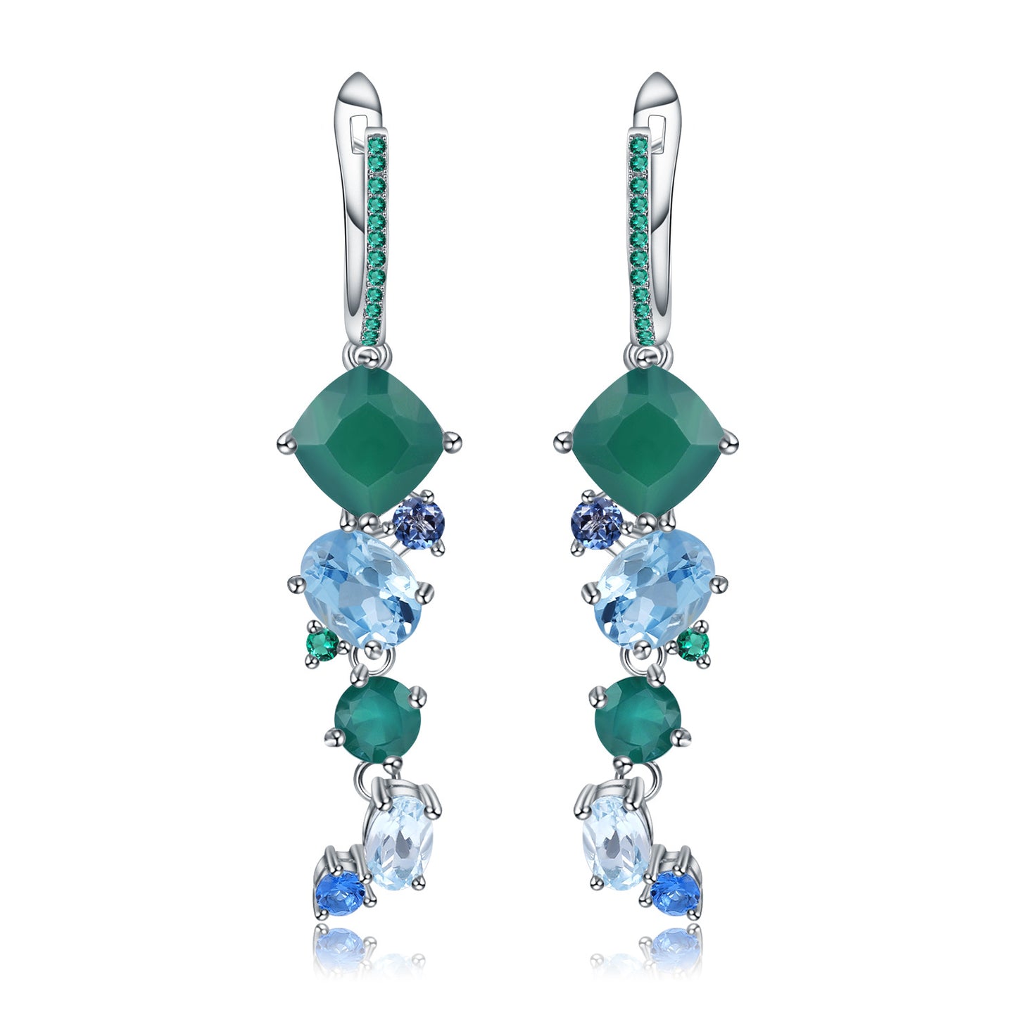 Luxurious Designer Gemstone Earrings Elegant Banquet Matching s925Silver Natural Gemstone Earrings