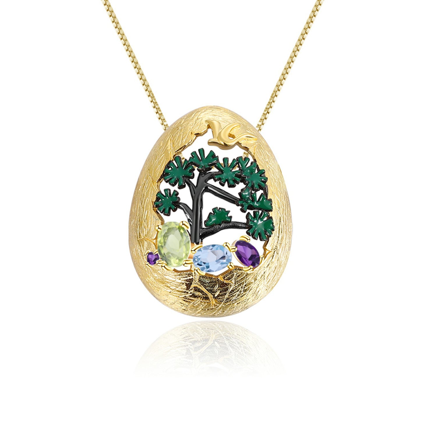 Designer Style High-End Personality Natural Gemstone Pendant with Natural Wind Design s925Silver Natural Gemstone Pendant