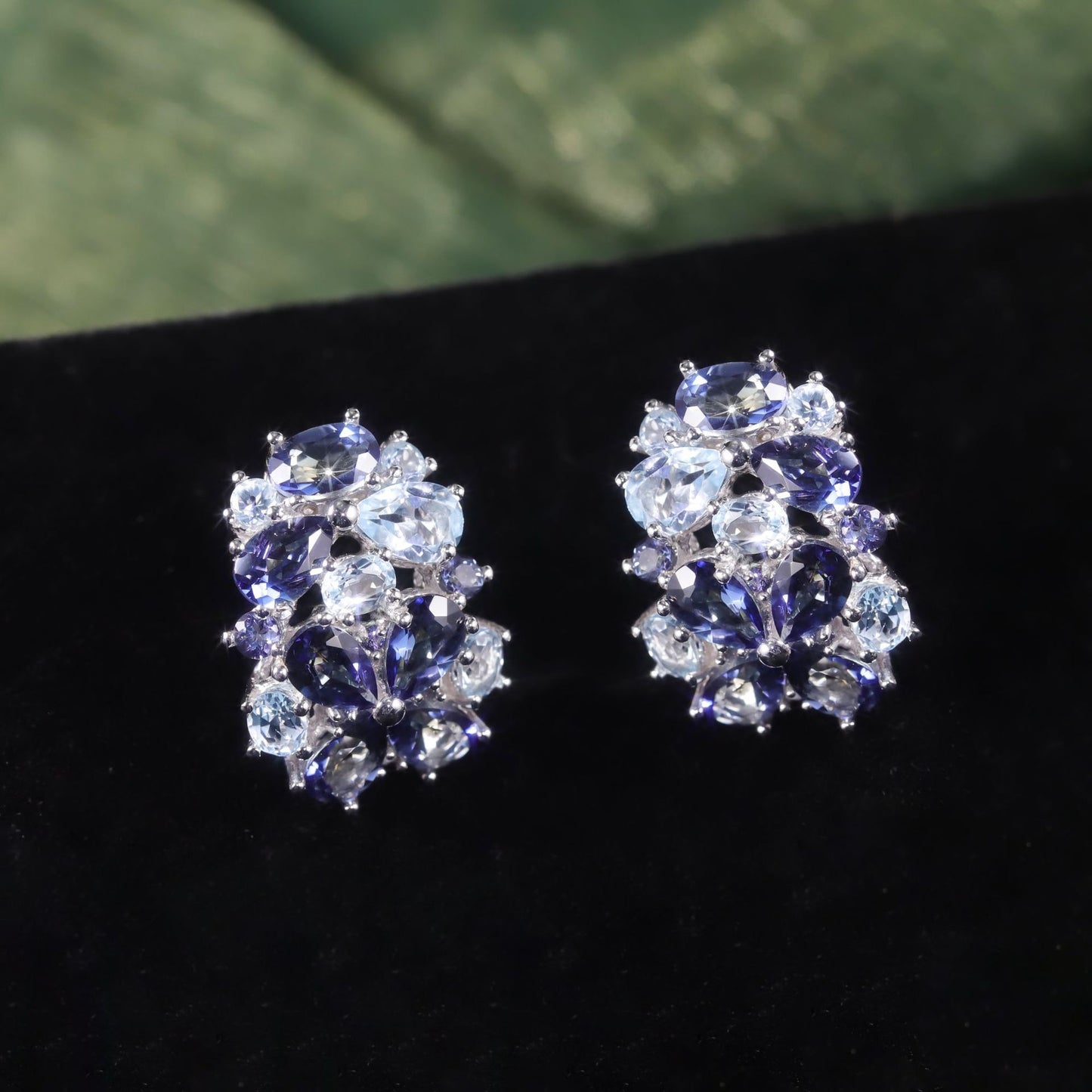 Luxurious Floral Ear Cuffs s925Sterling Silver Inlaid Natural Topaz Crystal Earrings for Women Gemstone Earrings In Stock