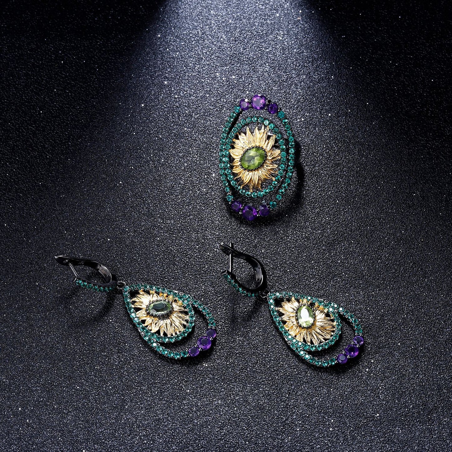 Italian Craft Jewelry Designer Earrings Natural Style Design s925Sterling Silver Natural Gemstone Earrings