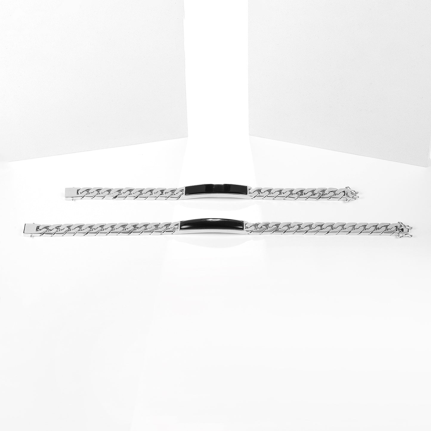 Spot Direct Supply7*40mm Black Agate Bracelet Unisex Hip-Hop925Sterling Silver Inlaid Gemstone Bracelet