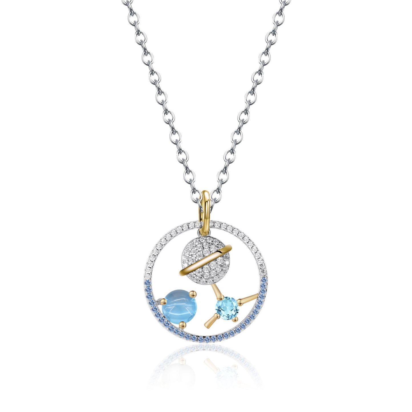 Natural Moonstone Topaz Necklace Clavicle Chain925Sterling Silver Elegant New Original Design Niche Pendant for Women