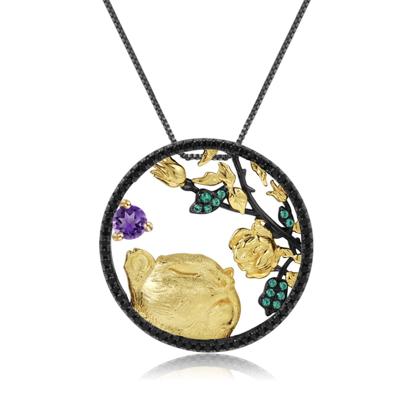 Designer Element Pendant Twelve Zodiac Series2022Year of the Tiger s925Silver Natural Gemstone Necklace Pendant