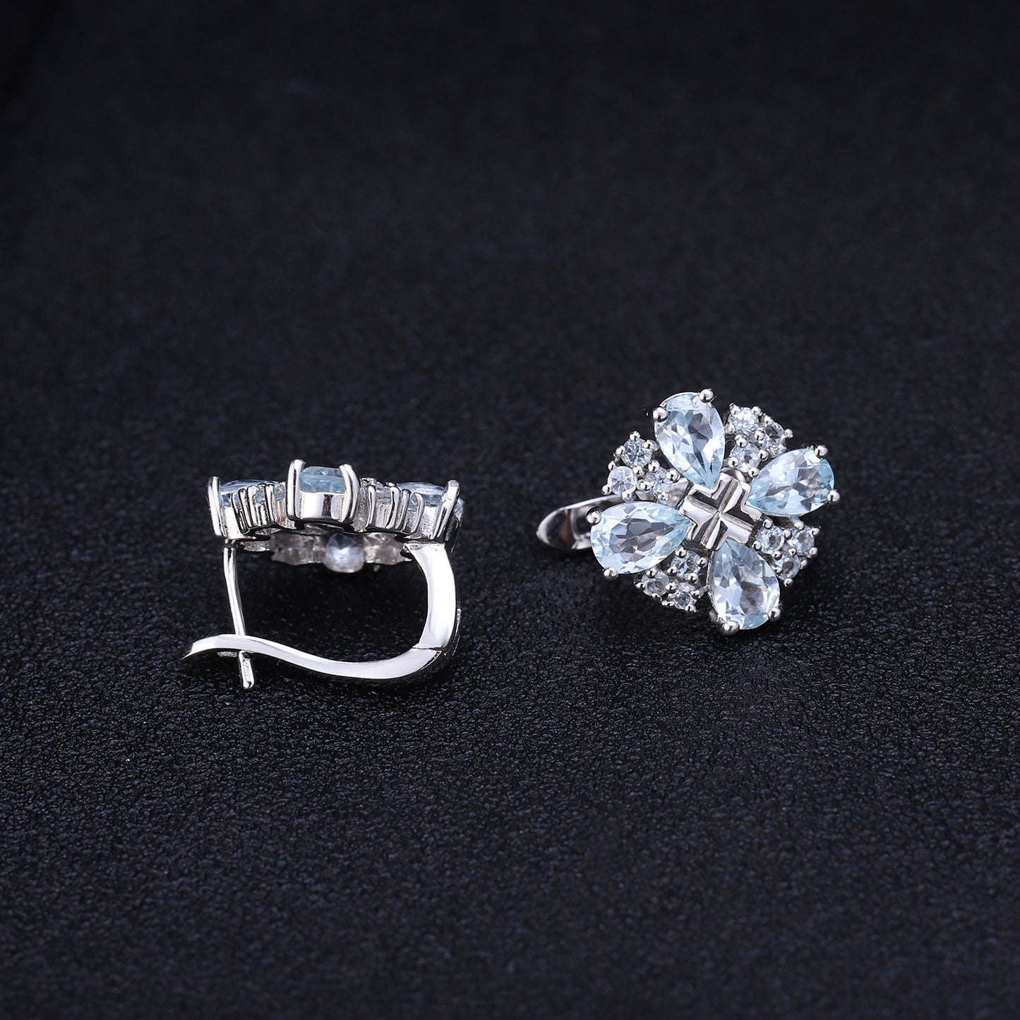 Fashion Sky Blue Topaz Earrings Trendy s925Silver Inlaid Colorful Gemstone Crystal Earrings Jewelry