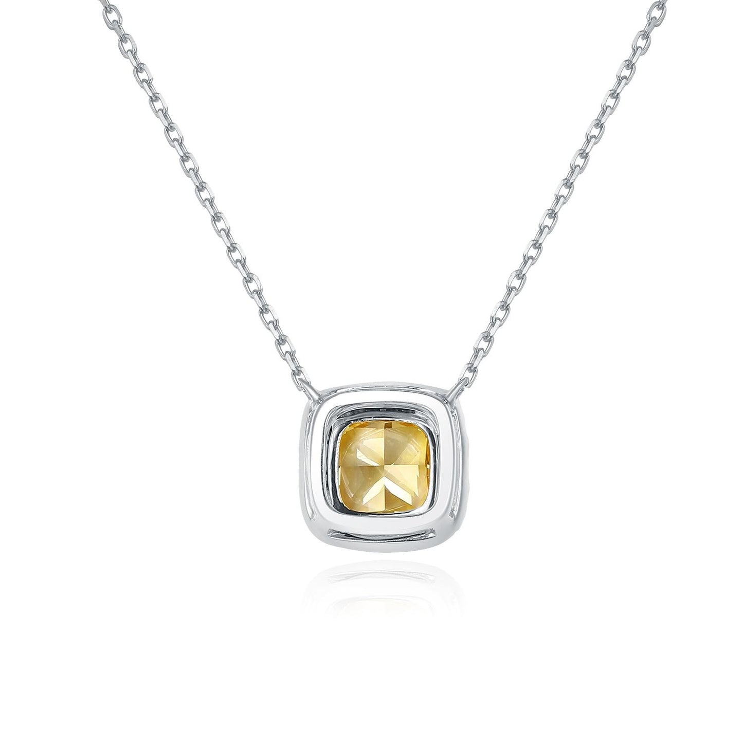 Classic and Simple14k Gold Necklace with Cultivated Diamonds0.75Carat Clavicle Chain Square Yellow Diamond k Gold necklace