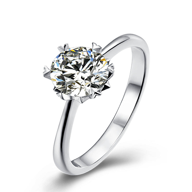GRA Certificate Moissanite Ring for Women Korean Style Simple Fashionable Elegant s925Silver Six Claw Inlaid Gemstone Ring