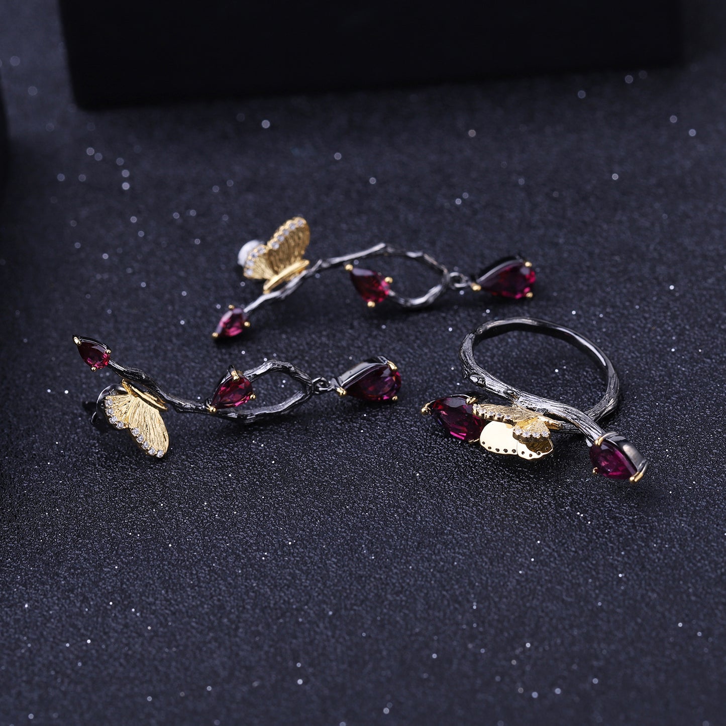 Secret Garden Designer Butterfly Earrings Natural Wind s925Sterling Silver Natural Topaz Earrings