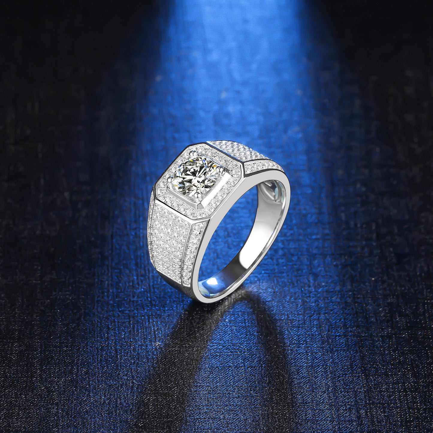 1Carat Moissanite D Luxurious Cluster Men's Ring9/10/14/18k Gold Rose Gold Yellow Gold Ring