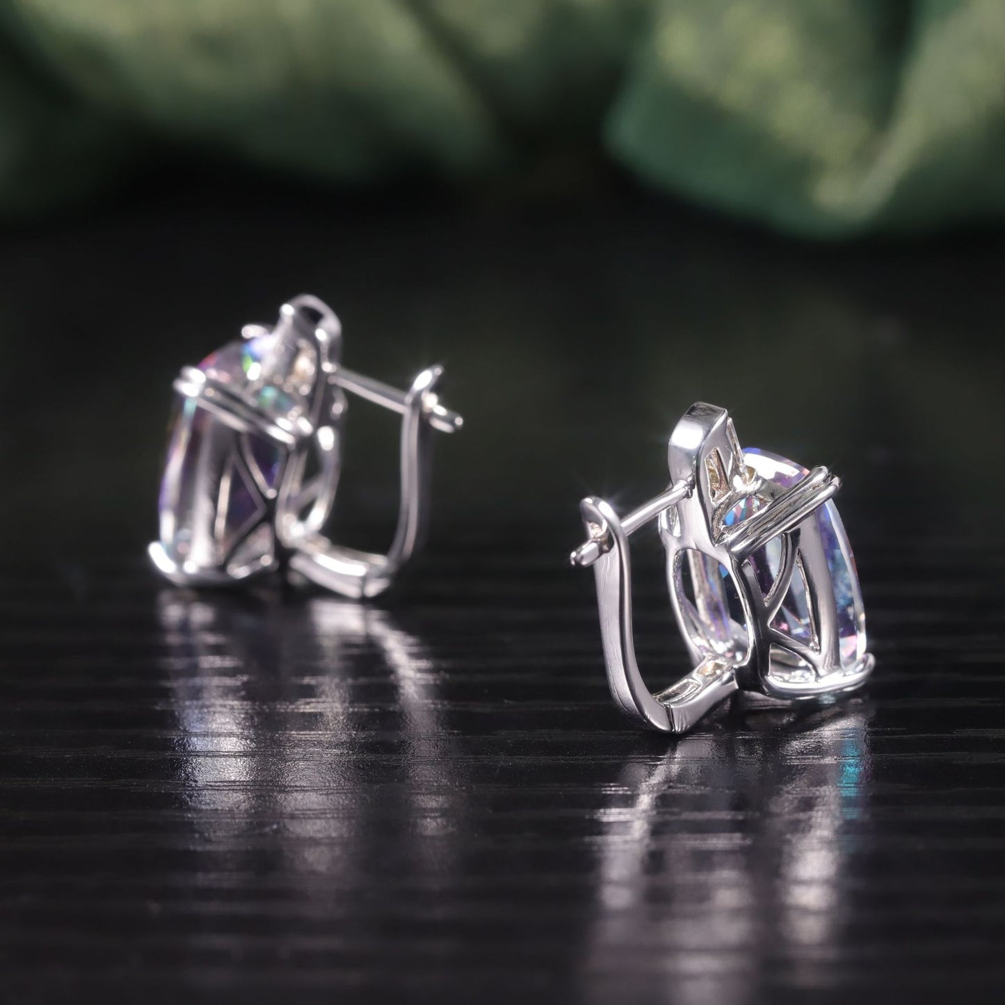 Statement Crystal Earrings for Women with British Clasp s925Sterling Silver Inlaid Colorful Crystal Large Carat Earrings Trendy