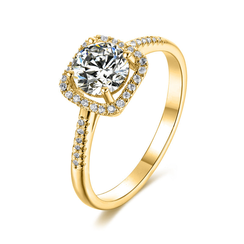 Light luxury elegant temperament1Carat Moissanite Ring Full Body9/10/14/18k White Gold Rose Gold Yellow Gold Ring