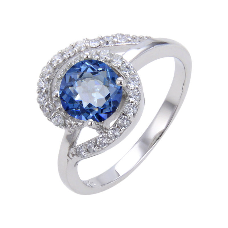 Unique Design Natural Topaz Ring s925Sterling Silver Inlaid Garnet Ring Colorful Gemstone Ring