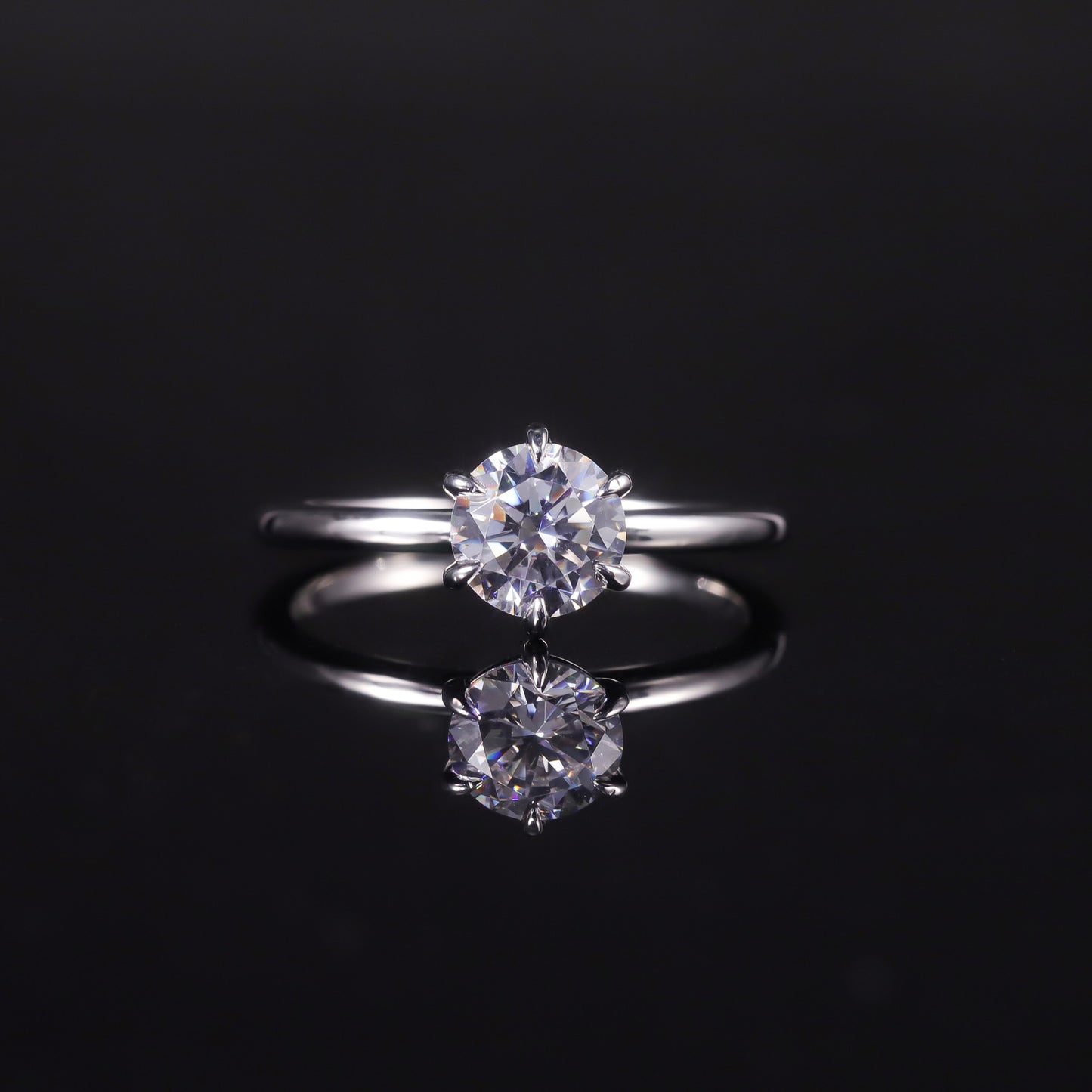 Classic Six-Claw1Carat D Color Diamond Ring for Women Simple Fashion18k Gold Inlaid Cultivated Diamond Ring AU750
