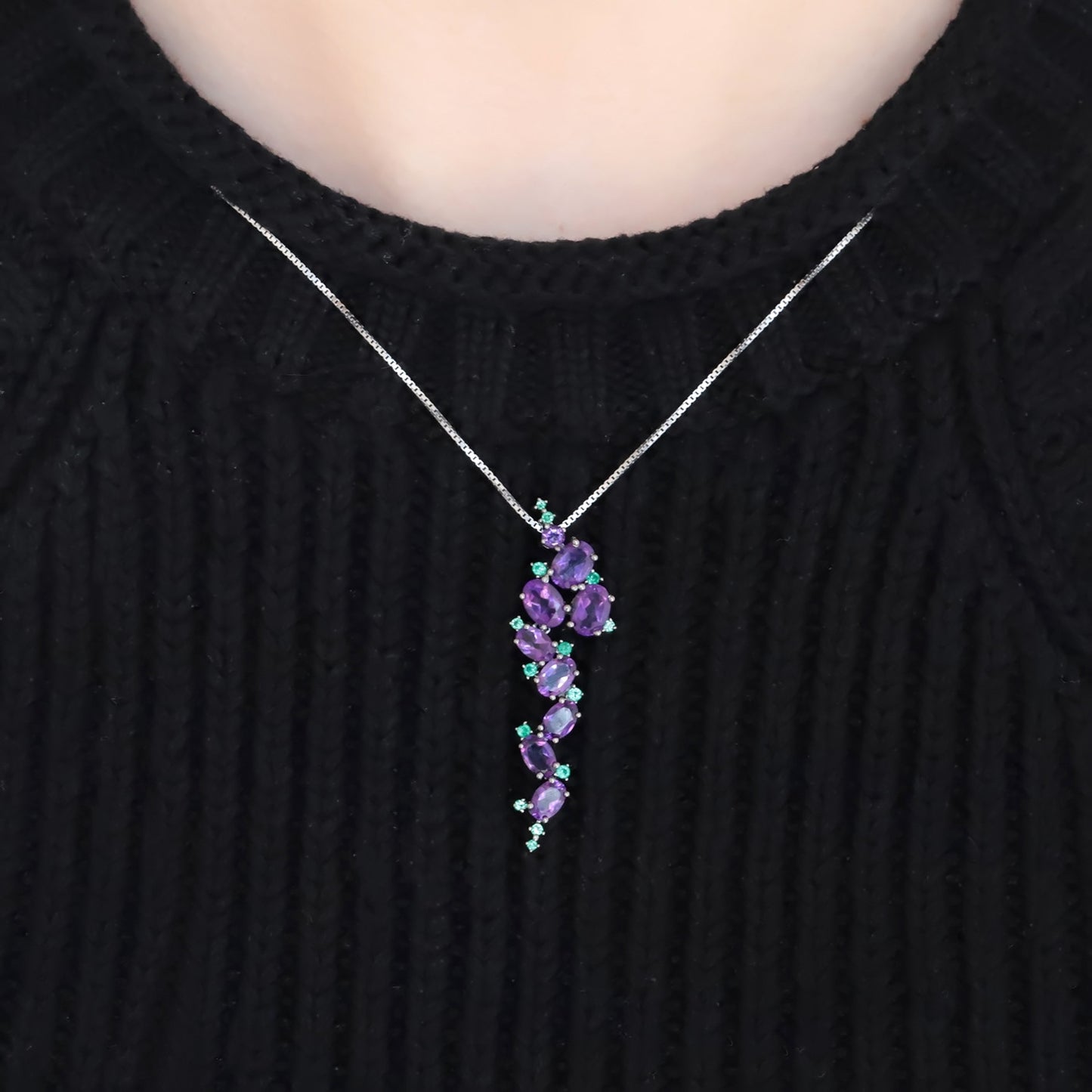 Italian Craft Designer Luxury Pendant High-end Feel s925Silver Natural Amethyst Necklace Pendant