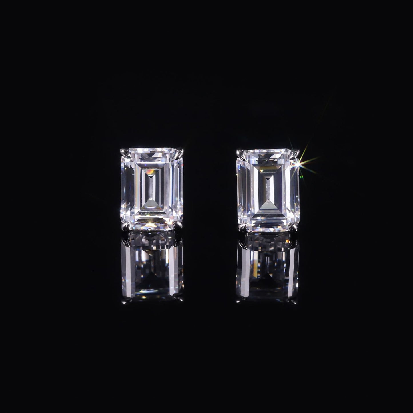 High-quality pure18K Gold Inlaid2Carat Moissanite Earrings Emerald9/10/14K Gold Earrings Au750Empty Support