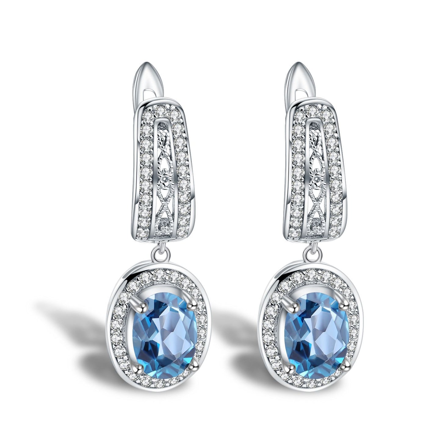 In Stock Fashion Topaz Eardrops Popular s925Silver Inlaid Colorful Gemstone Crystal Earrings Jewelry