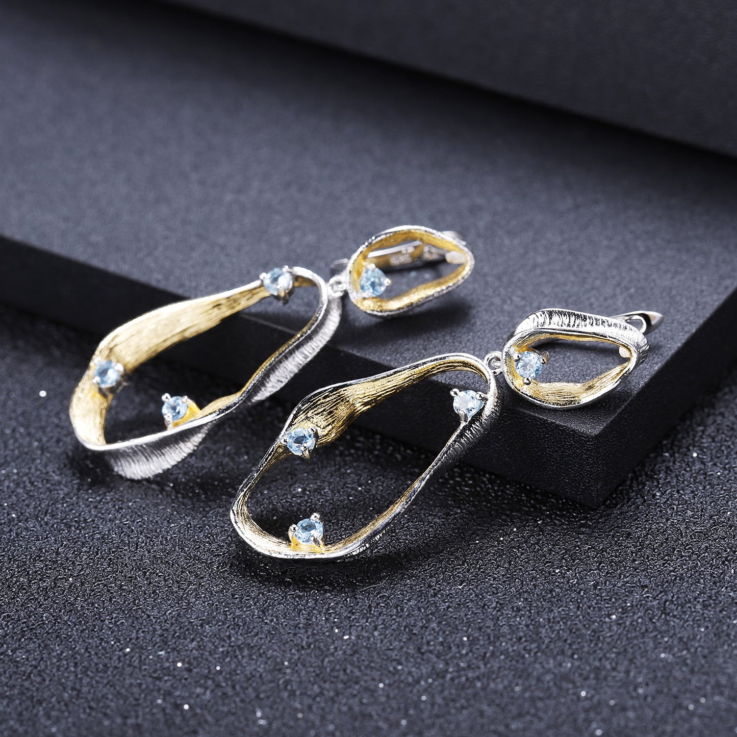 Designer High-End Gemstone Earrings Italian craftsmanship s925Silver Natural Topaz Stud Earrings