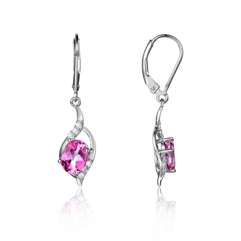 Factory Direct Supply Natural Stone Earrings Drop Earrings Vintage Style Inlaid with Garnet s925Silver Earrings Studs