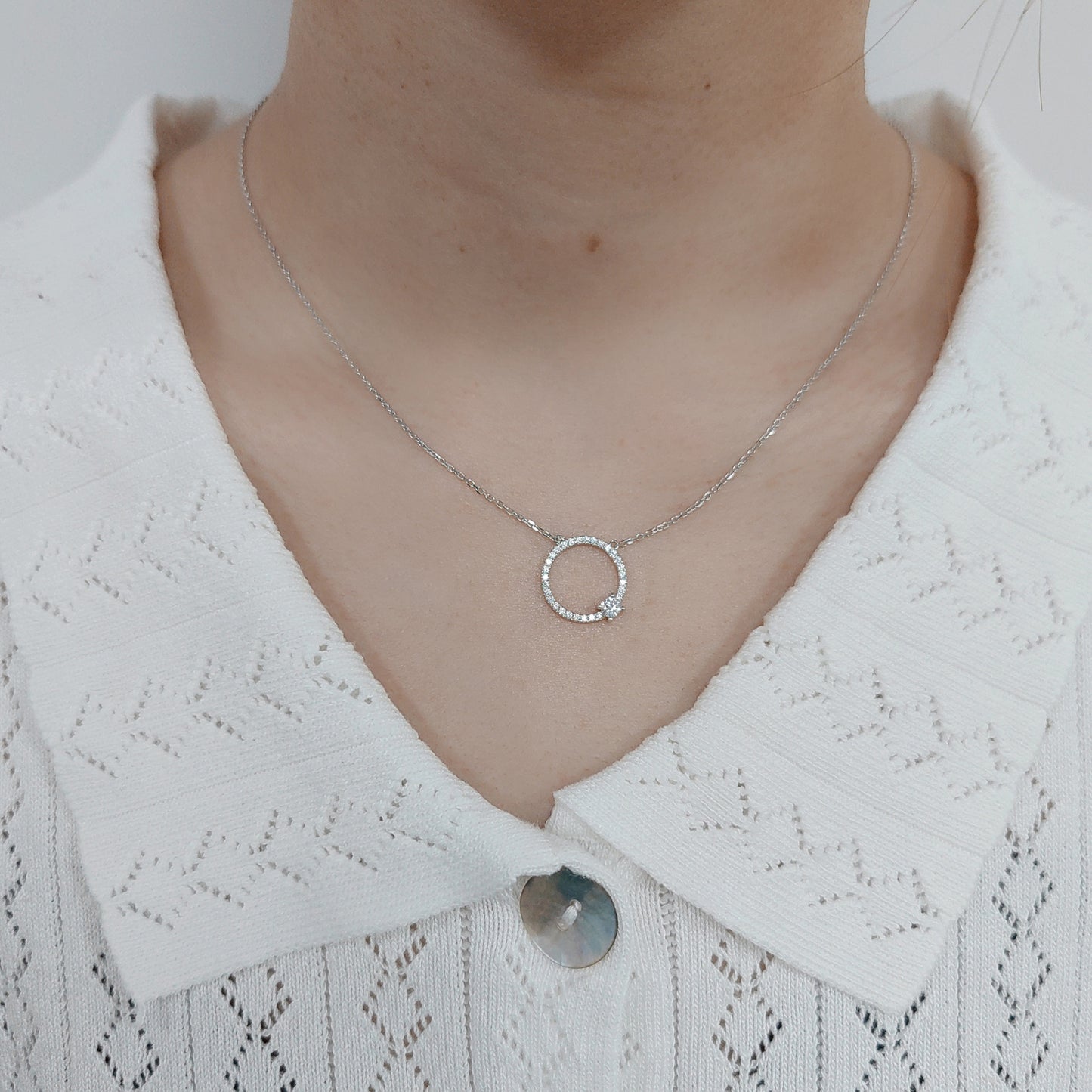 Minimalist Elegant Light Luxury Jewelry Full Body9/10/14/18k White Gold Clavicle Chain Crushed Diamond Cultivated Diamond Necklace