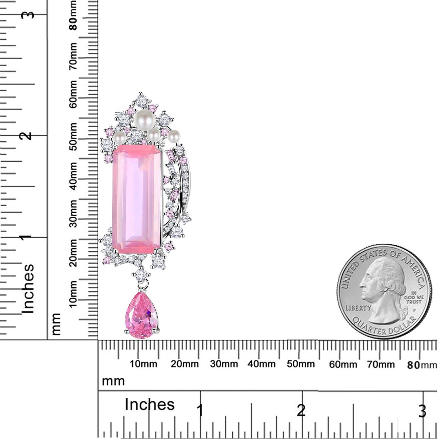 Russian Luxurious High-End Jewelry Brooch Pendant Dual-Use Natural Purple Pink Crystal Necklace Large Gemstone Pearl Brooch