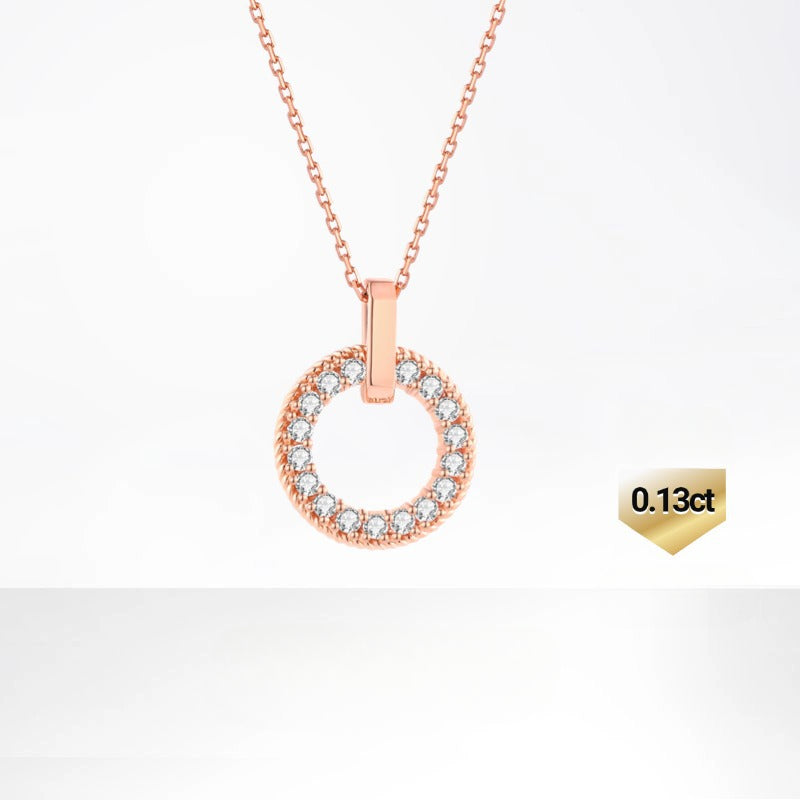 Authentic O Pendant18k Gold Inlaid Cultivated Diamond Necklace Real Diamond Rose Gold Au750k Gold and Platinum Necklace Personality