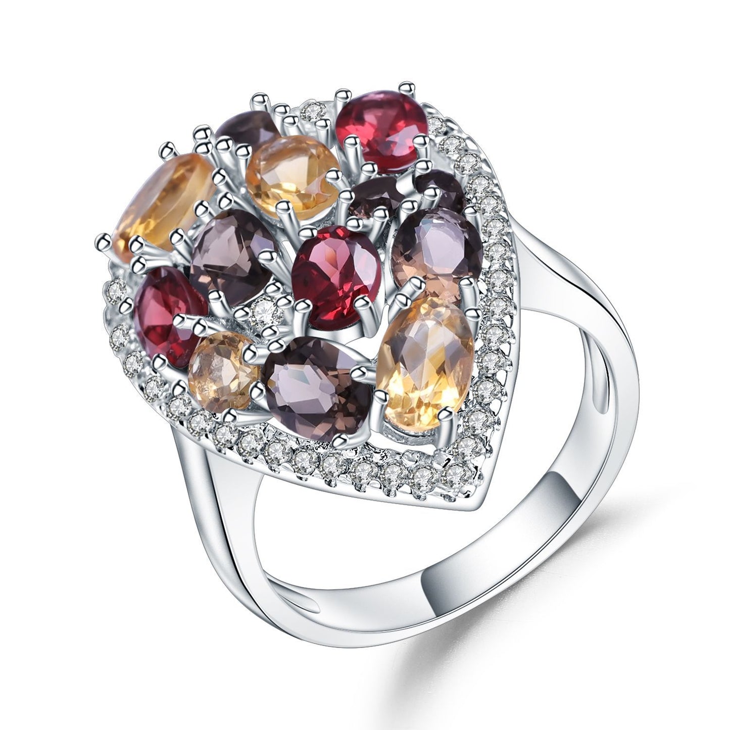 Factory Direct Supply Natural Gemstone Pure Silver Ring Fashion Retro Inlaid Natural Gemstones s925Silver ring