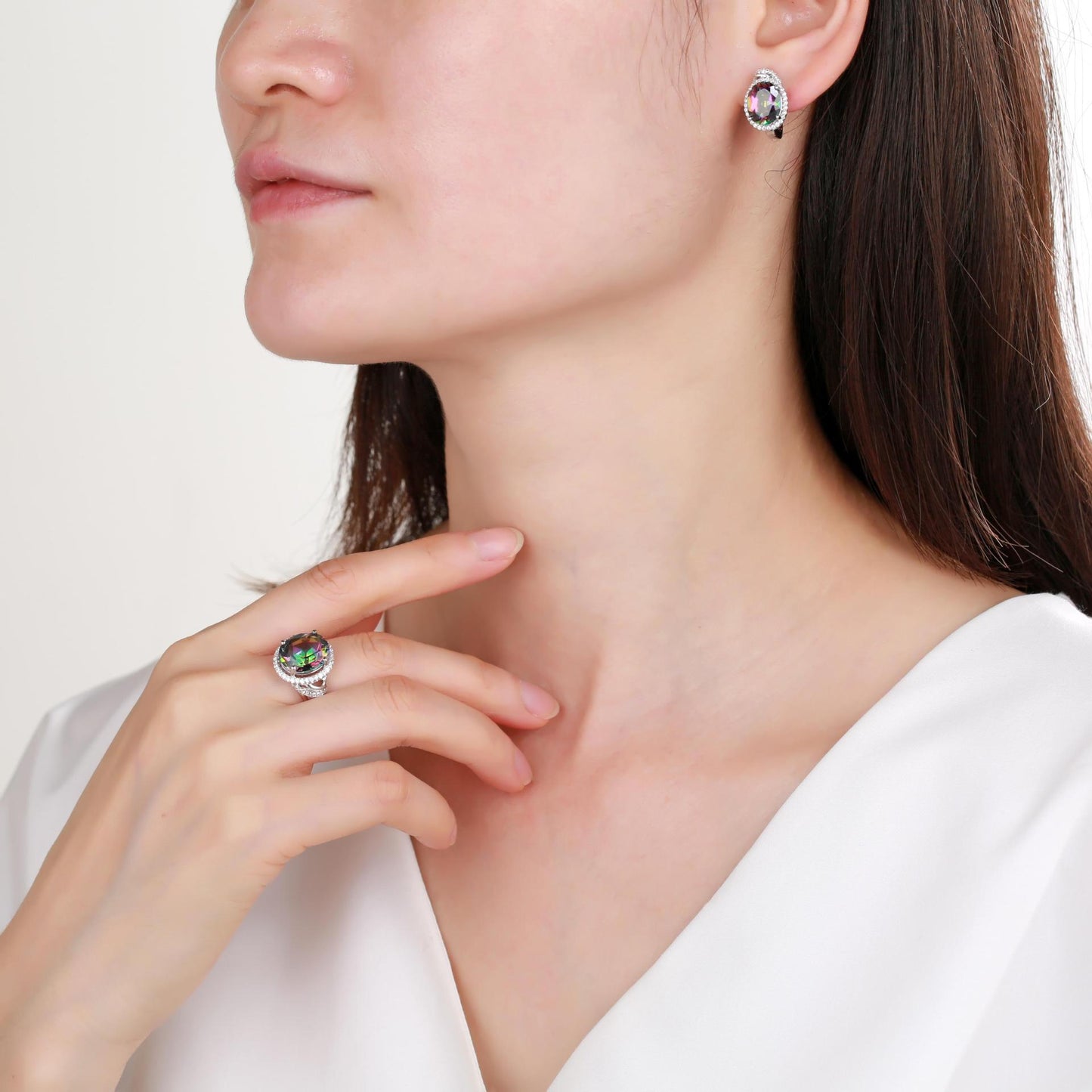 s925Sterling Silver Natural Topaz Ring Fashionable Luxurious High-end Inlay6Carat Colored Gemstone Ring
