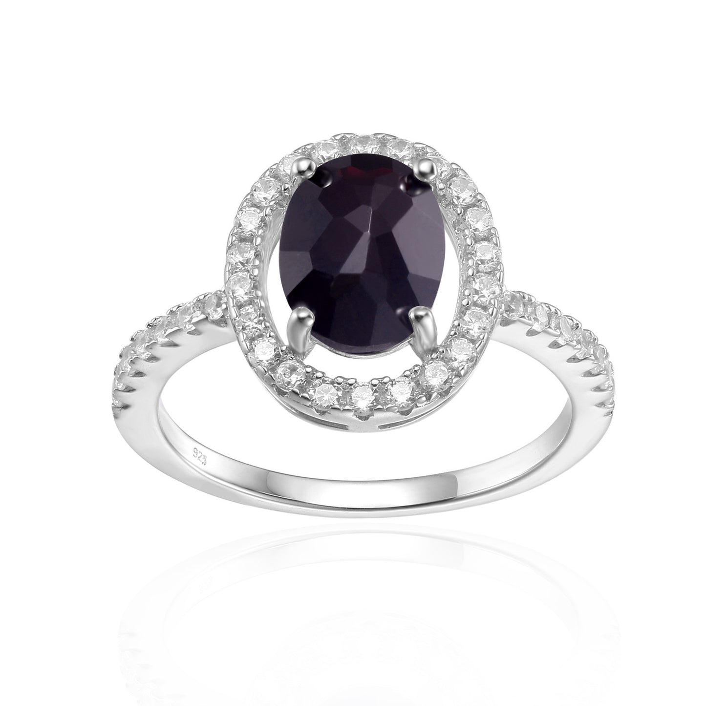 Minimalist Natural Gemstone Ring for Women Fashion Temperament s925Silver Inlaid Garnet Gemstone Crystal Ring