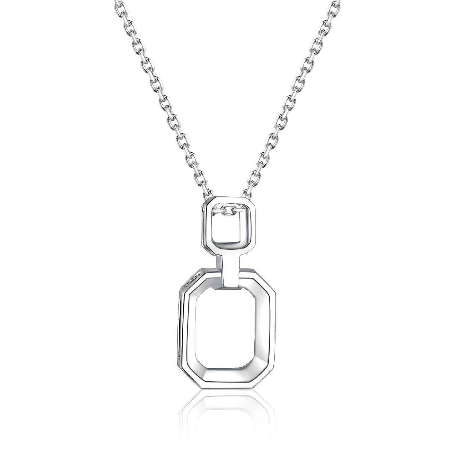 Geometric Square Buckle18k Gold Necklace with Cultivated Diamonds AU750Platinum Real Diamond Collarbone Chain Little Chanel Style