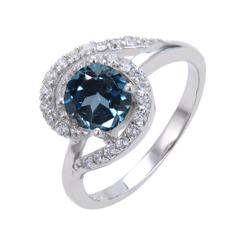 Unique Design Natural Topaz Ring s925Sterling Silver Inlaid Garnet Ring Colorful Gemstone Ring