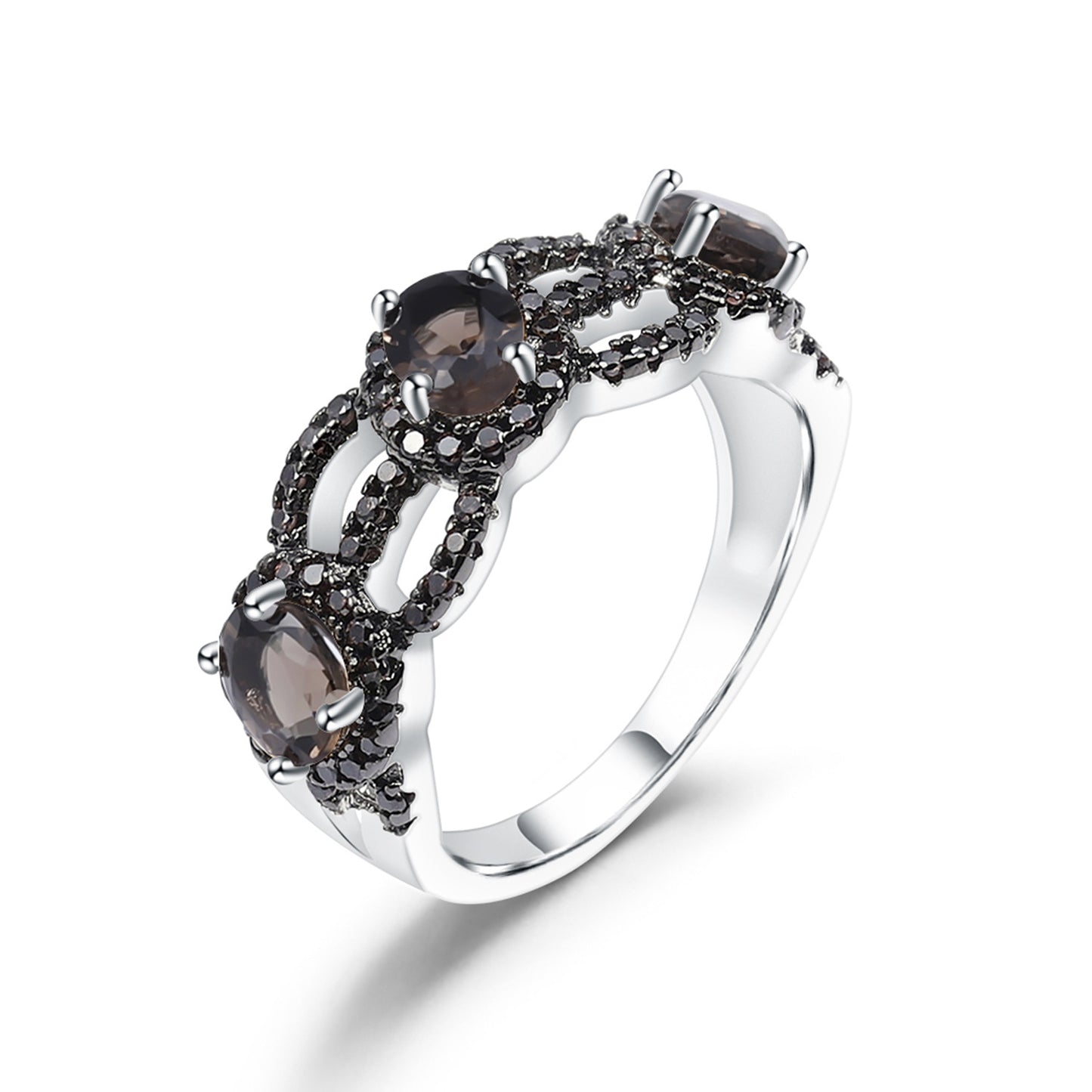Luxurious and High-end Natural Yellow Crystal Ring with Design Sense Prosperous Series s925Silver Inlaid Natural Gemstone Ring