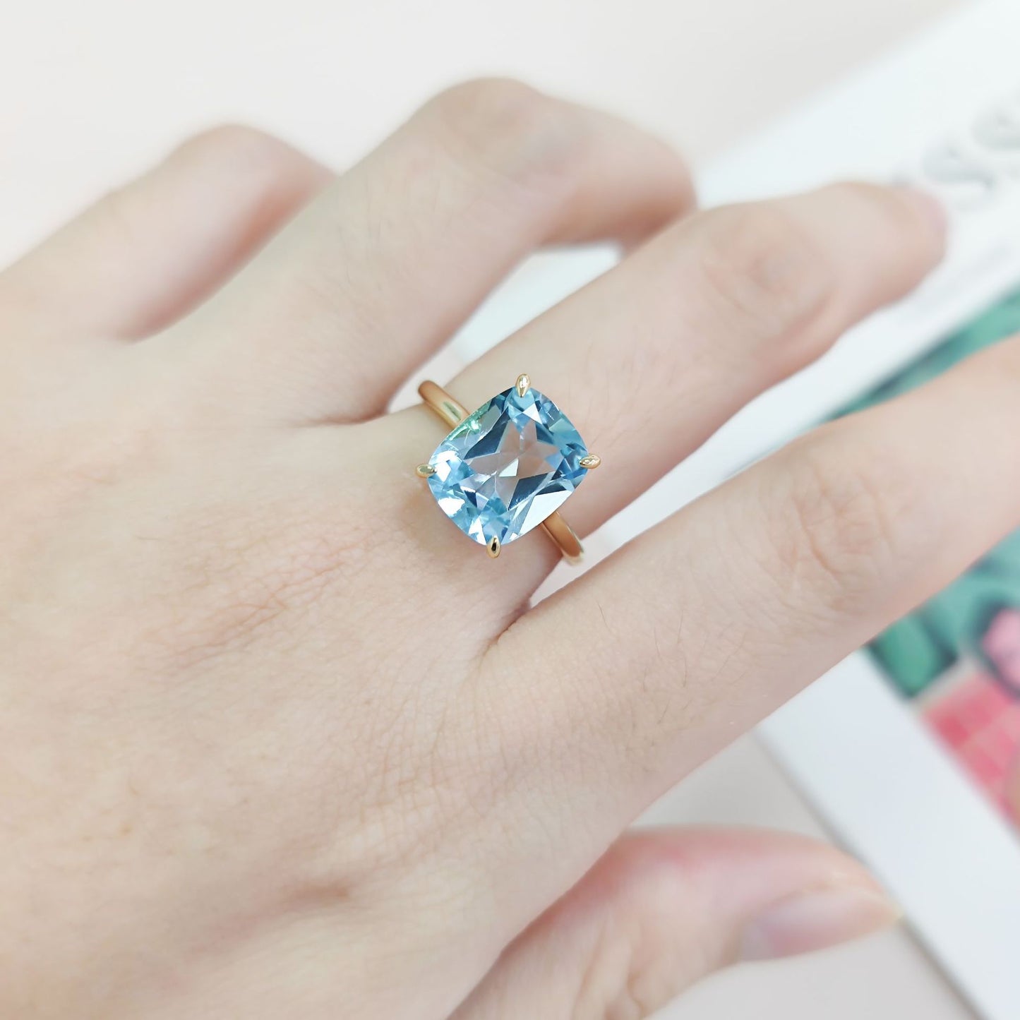 Japanese and Korean style1.75/2.5Carat Gemstone Ring s925Sterling Silver Inlaid Natural Crystal Topaz Ring for Women