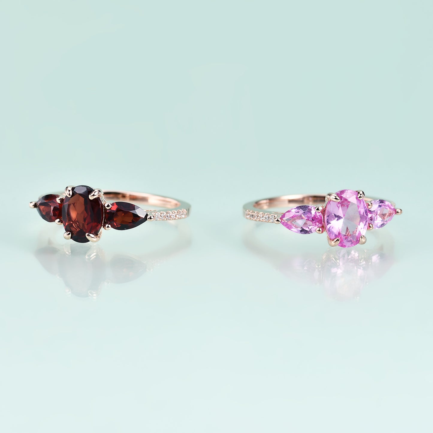 High-Grade Light Luxury S925Sterling Silver Inlaid Pink Corundum Ring Fashionable and Exquisite Colorful Gemstone Ring