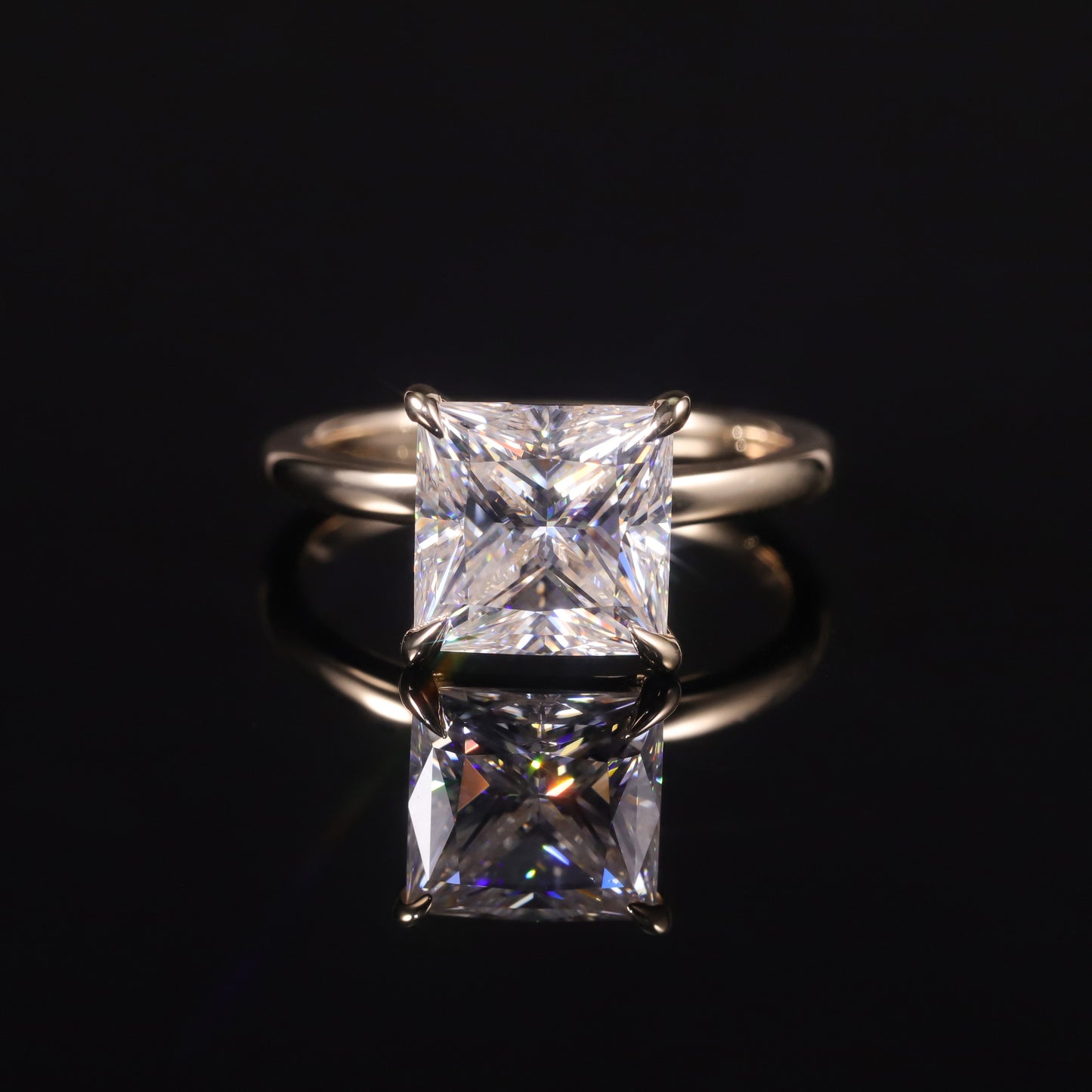 Brilliant Square3.5Carat Moissanite Wedding Ring Pure9/10/14/18k Gold Yellow Gold Ring New Style