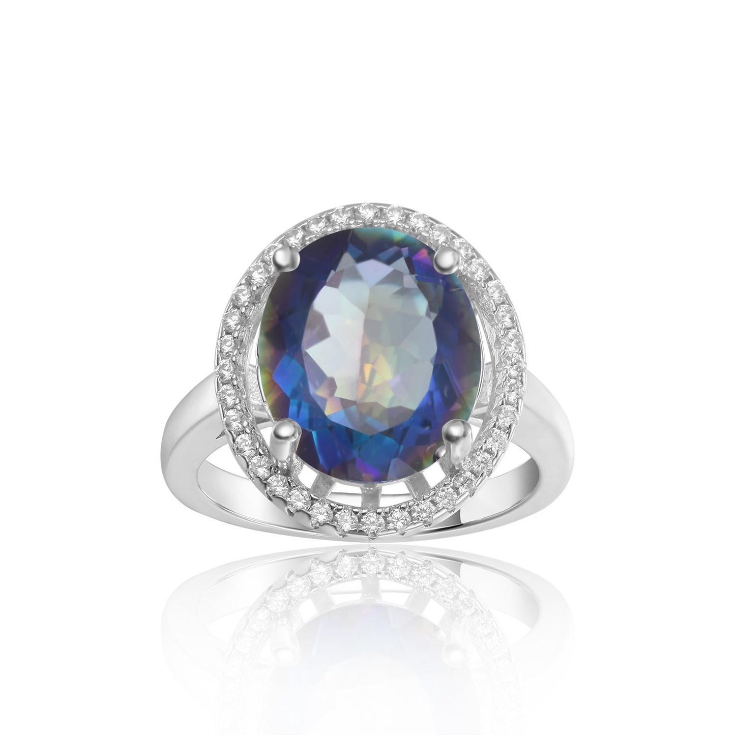 Luxurious Large Size Gemstone Dinner Ring Vintage Fashionable Elegance925Silver Inlaid Colorful Crystal Ring