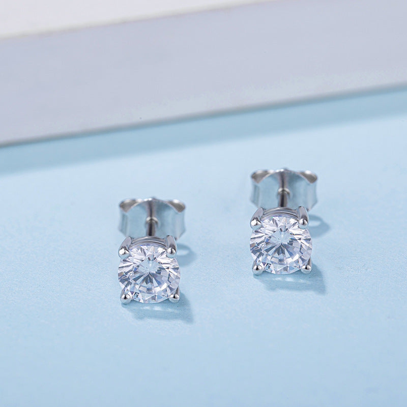 Fashion Earrings and Necklace Set s925Sterling Silver Four-Claw Inlay D Color Moissanite Jewelry Set