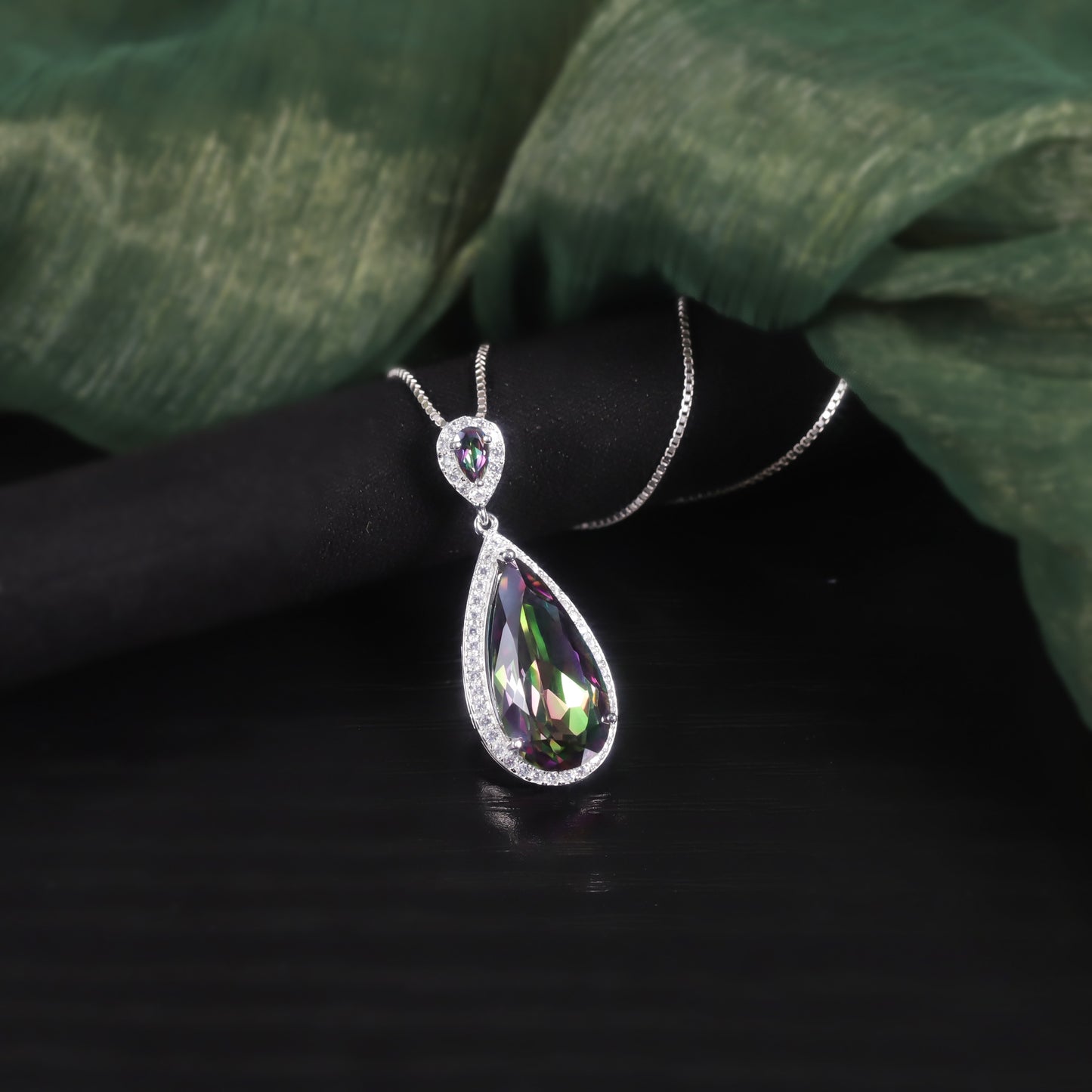 Water Drop Pear-Shaped Gemstone Necklace Pendant s925Sterling Silver Inlaid Colorful Crystal Pendant Fashion Necklace